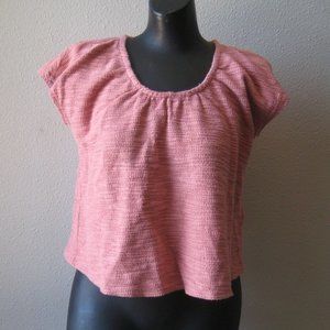 Madewell Texture & Thread Ivy Top  Pink Cotton Knit Ruffle Sleeve M5808 …